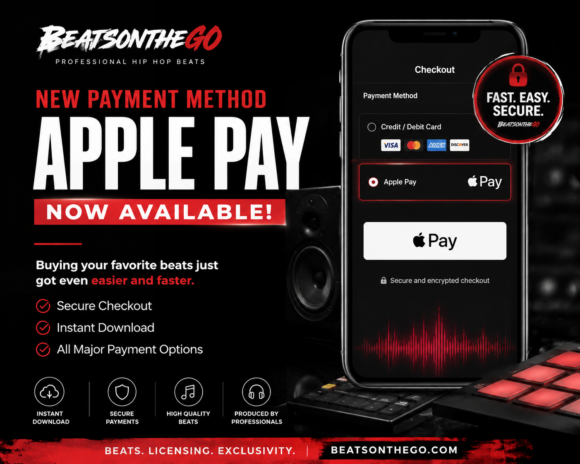 New secure checkout on BeatsOnTheGo with Apple Pay, Google Pay, credit cards and instant digital beat downloads