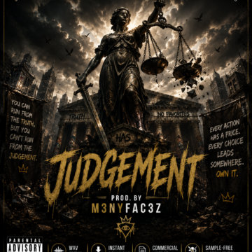JUDGEMENT sample-free hip hop beat artwork by M3NYFAC3Z featuring justice, balance, and cinematic urban drama | BeatsOnTheGo.com